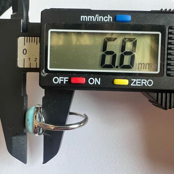 Larimar Crystal Oval Gemstone Ring Size 7 Adjustable (#3) - Picture 6 of 14